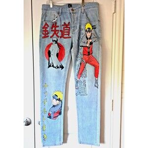 ASOS Men’s Jeans 32x31 Custom Hand Painted Naruto Anime Fan Art Denim